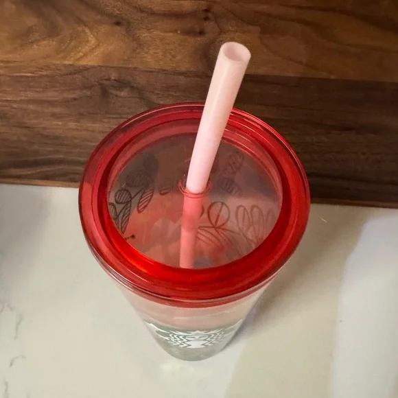Starbucks Coral Floral Cold Cup Glass Tumbler from the Spring 2020 collection - Picture 2 of 5